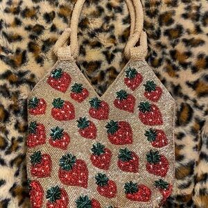 Beaded made in India Strawberry Shoulder Bag